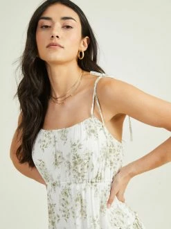 Cece Tie Shoulder Floral Dress -Pippa Shop 000029 CR1956C IVORY GREEN 03