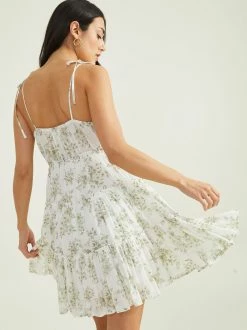 Cece Tie Shoulder Floral Dress -Pippa Shop 000029 CR1956C IVORY GREEN 04