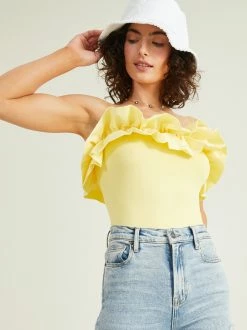 Sunny Poplin Ruffle Bodysuit