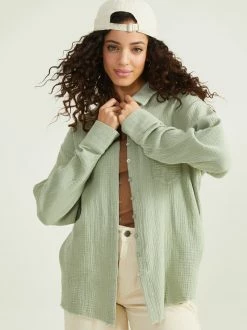 Hannah Bubble Gauze Button Down