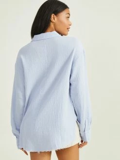 Hannah Bubble Gauze Button Down -Pippa Shop 000223 NT10291 SKY 02