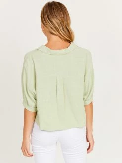 Alyssa Button Down Top -Pippa Shop 000787 DZ22C826 PASTEL GREEN 03