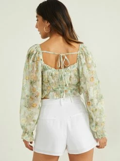 Floral Chiffon Top -Pippa Shop 000787 HF23A949 YELLOW 02