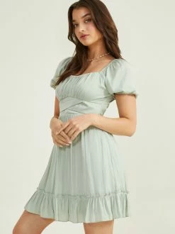 Madison Puff Sleeve Dress -Pippa Shop 000866 BE55264 ISS SAGE 02
