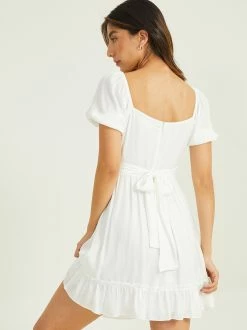 Madison Puff Sleeve Dress -Pippa Shop 000866 BE55264 ISS WHITE 02