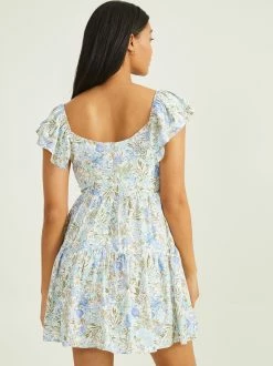 Dominique Floral Dress -Pippa Shop 000866 BE55410 IVORY PERI PINK 02