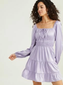 Angie Satin Dress -Pippa Shop 000866 BE55417 A DUSTY LILAC 02