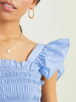 Meg Flutter Sleeve Smocked Top -Pippa Shop 001125 ADALLY U40 BLUE 03