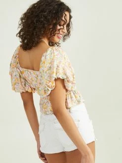 Cass Off Shoulder Top -Pippa Shop 001125 PAULENE T12 YELLOW MULTI 03