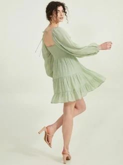 Izzy Puff Sleeve Dress 6 Izzy Puff Sleeve Dress -Pippa Shop 001125 PRINZY F228 DESERT SAGE 02