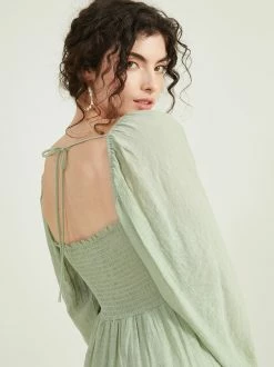 Izzy Puff Sleeve Dress 7 Izzy Puff Sleeve Dress -Pippa Shop 001125 PRINZY F228 DESERT SAGE 03