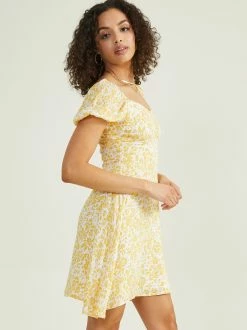 Jordyn Puff Sleeve Floral Dress 8 Jordyn Puff Sleeve Floral Dress -Pippa Shop 001125 TOPANGA GG22 WHITE YELLOW 03