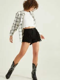 Fringe Shorts -Pippa Shop 001163 DS28152 01A S23 BLACK 02