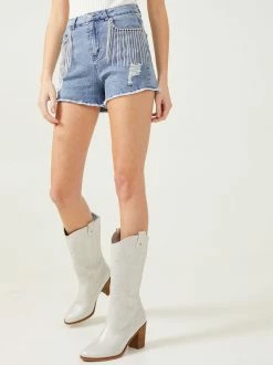 Rhinestone Fringe Shorts