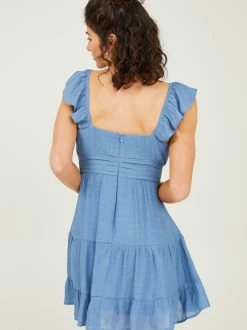 Delaney Flutter Sleeve Dress -Pippa Shop 001163 ID45002 01A DENIM 02