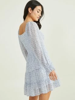 Sky Smocked Floral Dress -Pippa Shop 001163 ID83495 12A IVORY BLUE 03