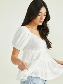 Amelia Waffle Top -Pippa Shop 001163 KT45000 02A IVORY 03