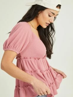 Amelia Waffle Top -Pippa Shop 001163 KT45000 02A MAUVEGLOW 02