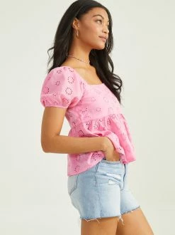 Eva Eyelet Babydoll Top