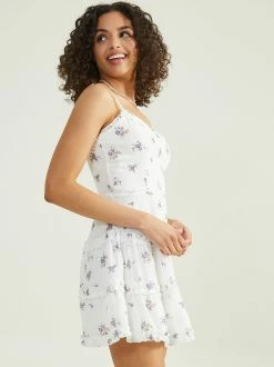 Harper Ruffle Trim Floral Dress -Pippa Shop 001173 26V629DUEP WHITE PURPLE 02