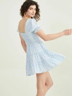 Rachel Tiered Floral Dress -Pippa Shop 001173 26Y678PJNI IVORY BLUE 02