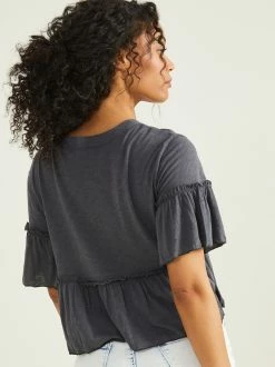 Juniper Ruffle Top -Pippa Shop 001890 A1357K016JD 23 WASHED BLACK 02