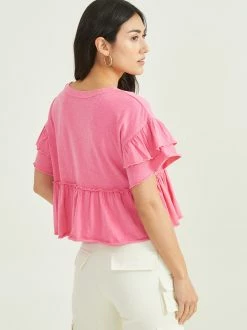 Nora Ruffle Baby Doll Top -Pippa Shop 001890 A1916K117JI HOT PINK 03