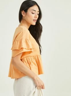 Nora Ruffle Baby Doll Top -Pippa Shop 001890 A1916K117JI TAN 02