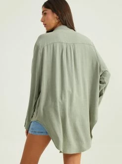 Emma Oversized Linen Top -Pippa Shop 001890 B1243W070JI DESERT SAGE 02