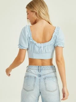 Lily Linen Corset Top -Pippa Shop 001890 B1244W032JI ASHLEY BLUE 02