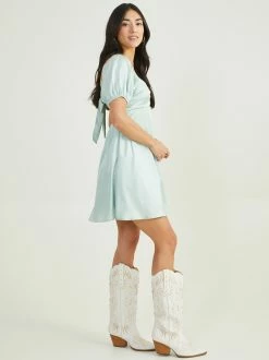 Nora Satin Dress -Pippa Shop 001926 DDDW123 ALM SAGE 02