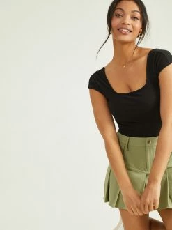 Anne Ribbed Square Neck Bodysuit