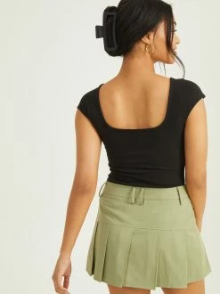 Anne Ribbed Square Neck Bodysuit -Pippa Shop 001926 TDSK1909 SS 23 BLACK 03