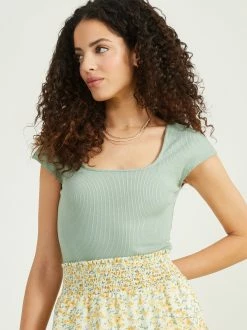 Anne Ribbed Square Neck Bodysuit