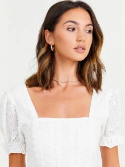 Jaelyn Puff Sleeve Dress -Pippa Shop 003027 D2348 WHITE 04