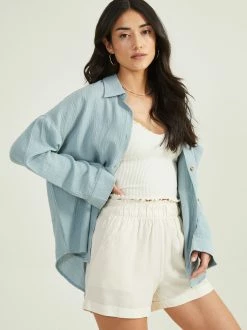 Mary Gauze Button Up Top -Pippa Shop 003038 IBT28201AS SAGE 02