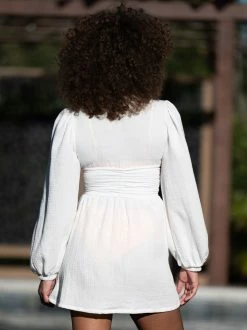 Waikiki Gauze Coverup Dress -Pippa Shop 003077 D5121JDCLD WHT WHITE 02